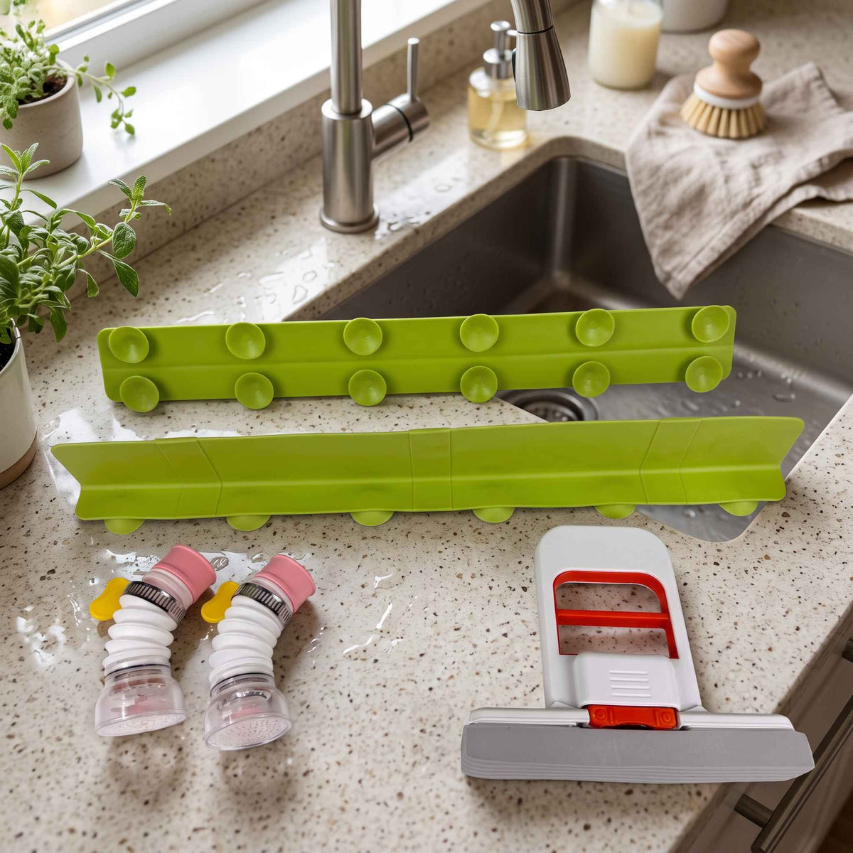3-in-1 Kitchen Cleaning Set...Mini Mop + Sink Splash Guard + Tap Shower