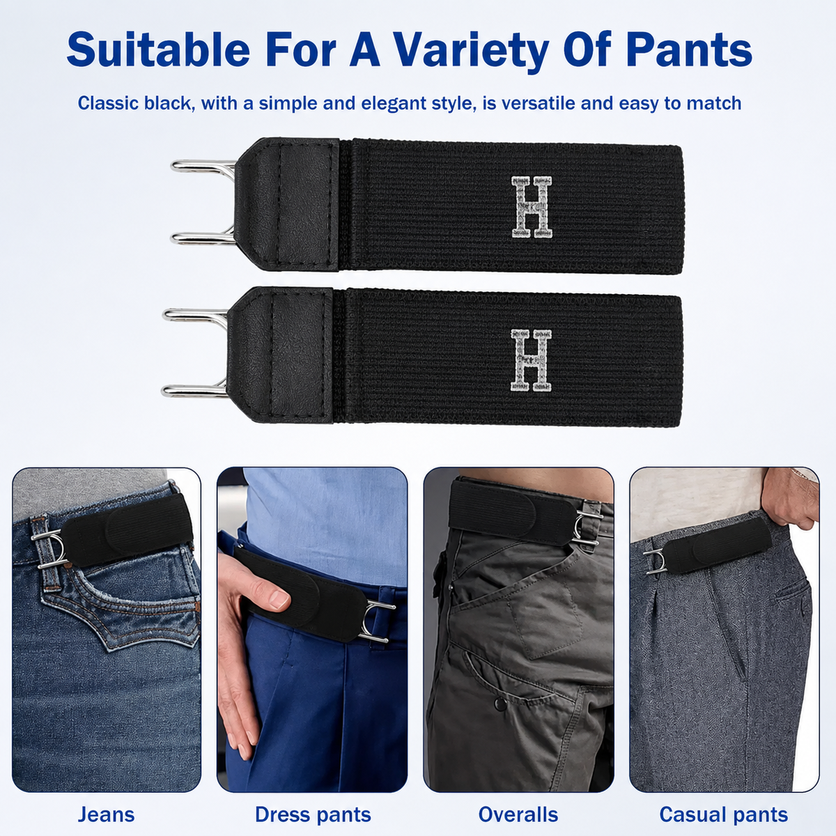 Adjustable Buckleless Elastic Waist Belt – 2 Pack